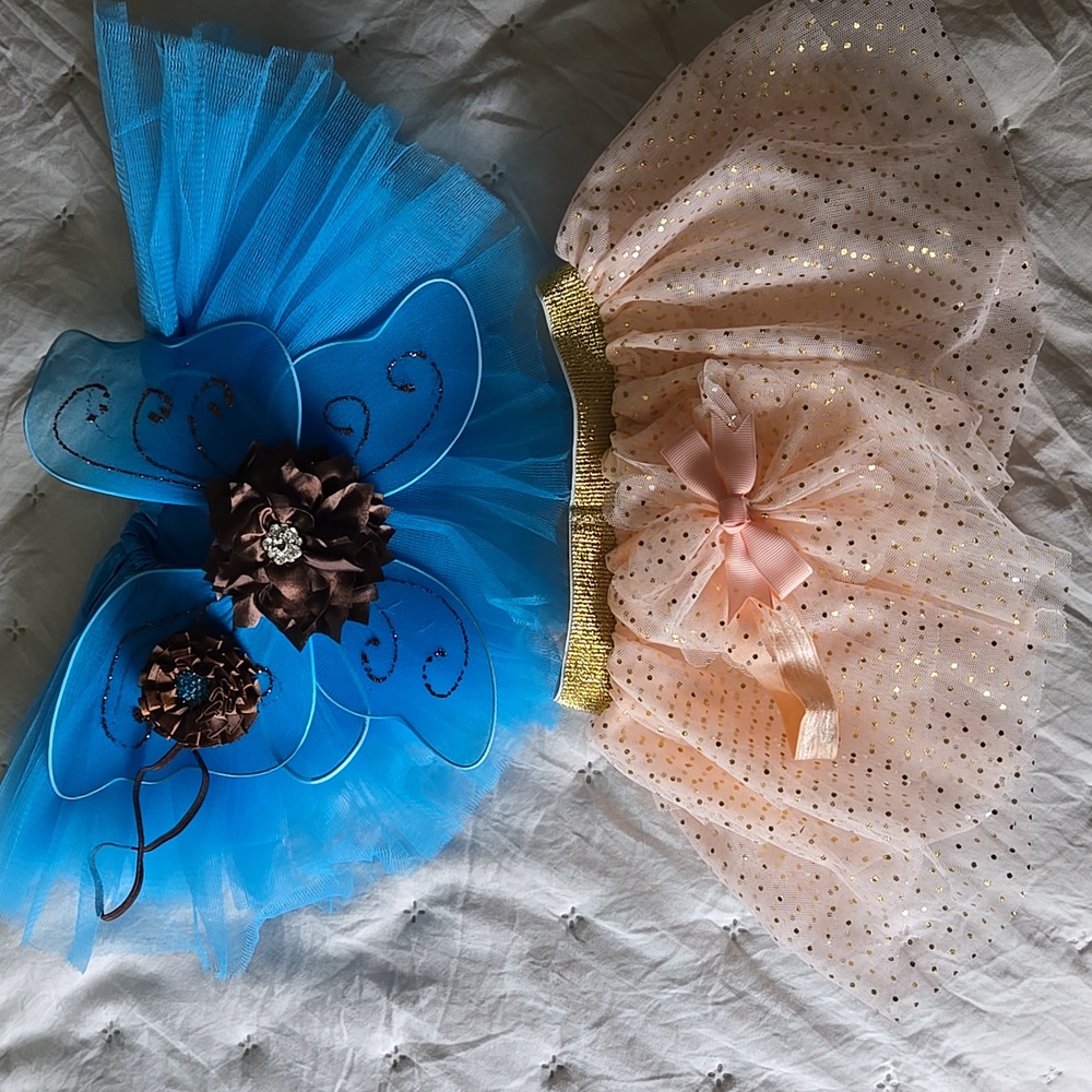 Blue Fairy Tutu with Brown Flower Accent